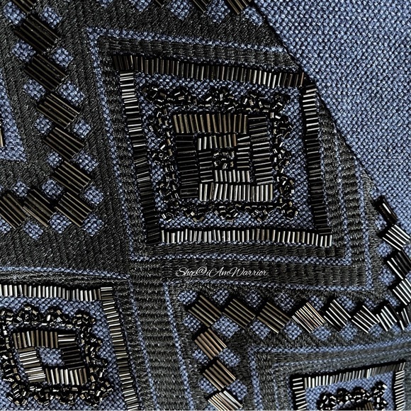 J.Crew Collection black beaded embroidered linen navy topcoat *shop@iamwarrior - Picture 6 of 15